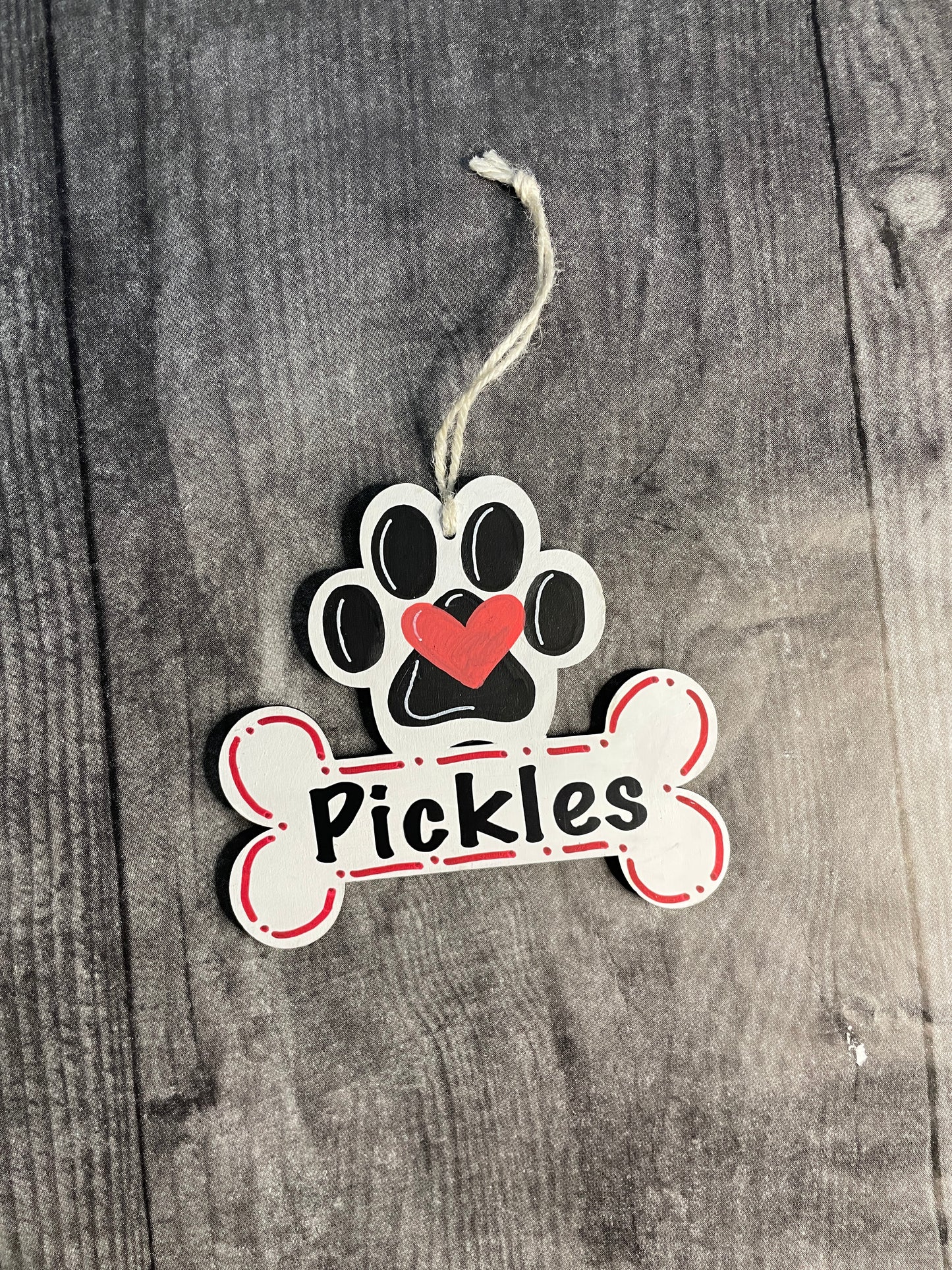 Paw Print Dog Bone Ornament